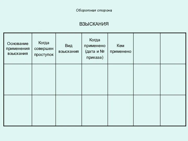 Оборотная сторона ВЗЫСКАНИЯ