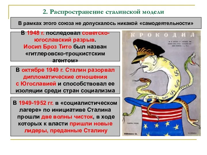 2. Распространение сталинской модели В рамках этого союза не допускалось