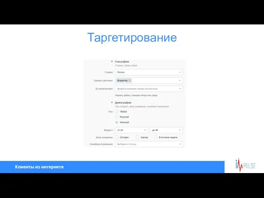 Клиенты из интернета Таргетирование