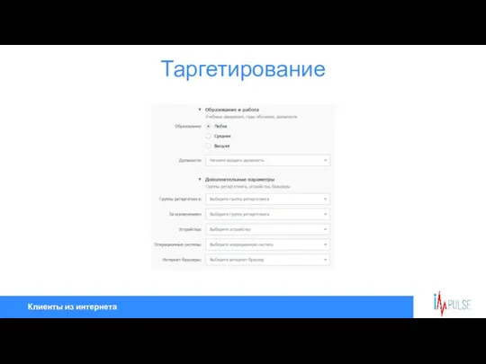 Клиенты из интернета Таргетирование