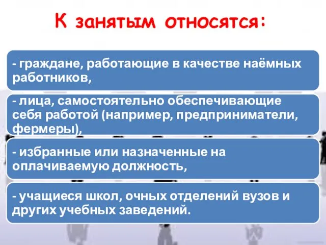 К занятым относятся: