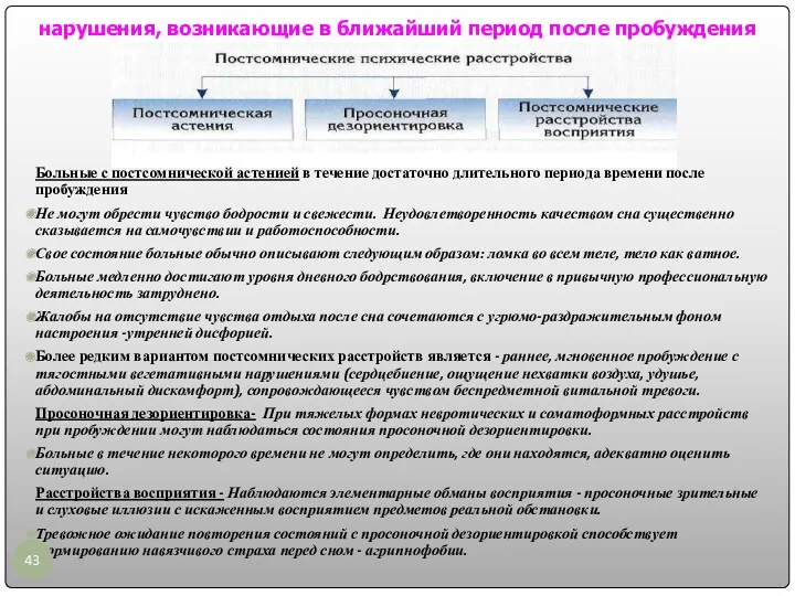 Больные с постсомнической астенией в течение достаточно длительного периода времени