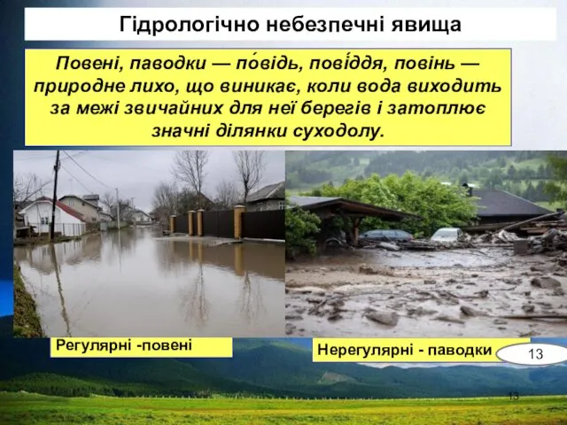 Гідрологічно небезпечні явища Повені, паводки — по́відь, пові́ддя, повінь —