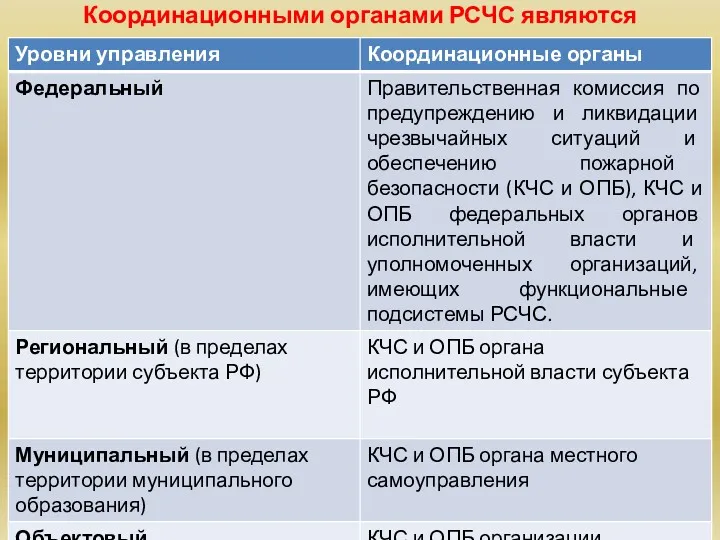 Координационными органами РСЧС являются