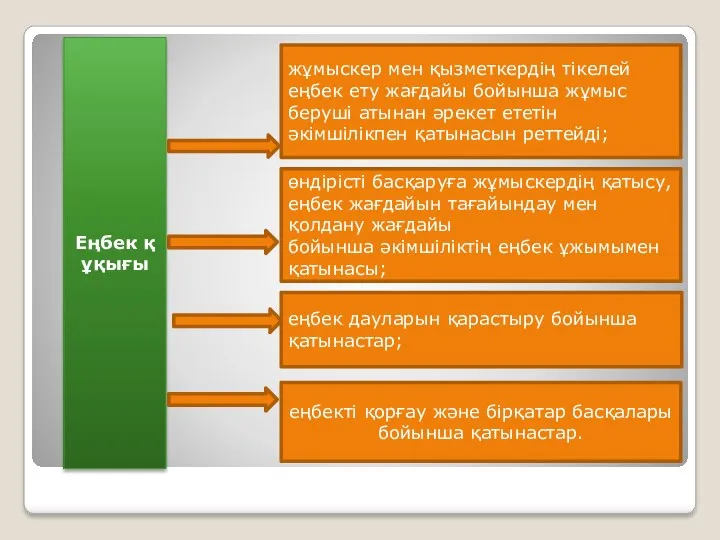 Еңбек құқығы жұмыскер мен қызметкердің тікелей еңбек ету жағдайы бойынша