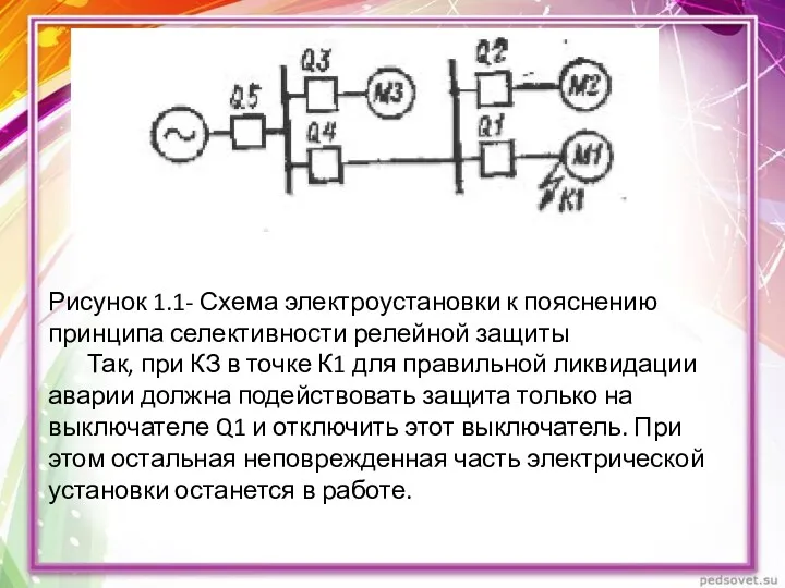 Рисунок 1.1- Схема электроустановки к пояснению принципа селективности релейной защиты