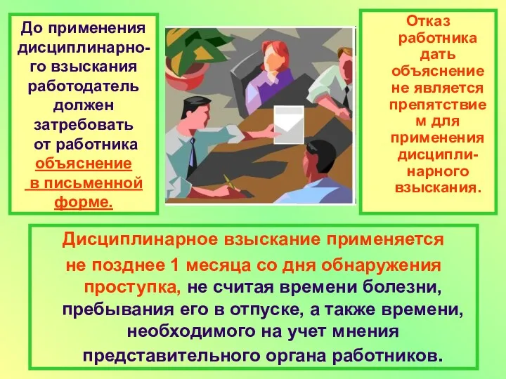 До применения дисциплинарно-го взыскания работодатель должен затребовать от работника объяснение