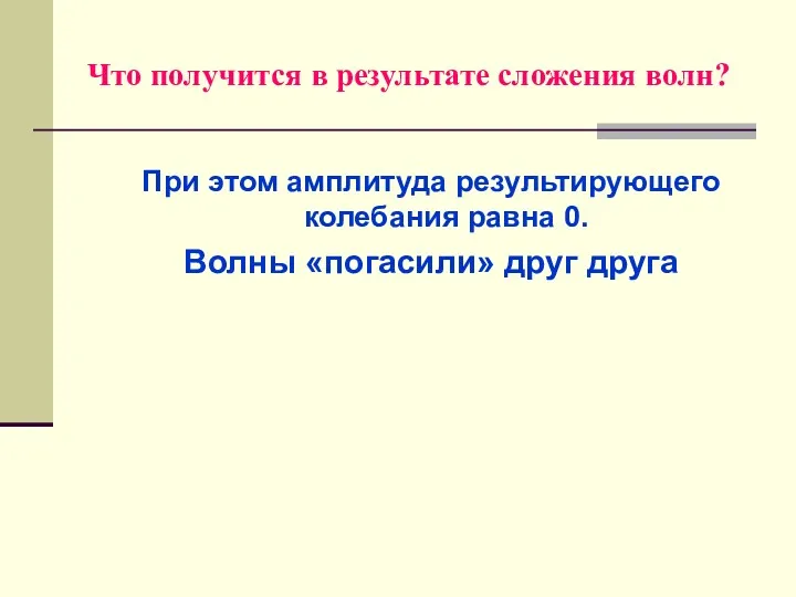 Что получится в результате сложения волн? При этом амплитуда результирующего