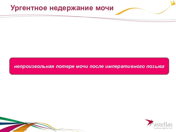 Ургентное недержание мочи Abrams et al. Urology 2003; 61: 37−49. непроизвольная потеря мочи после императивного позыва