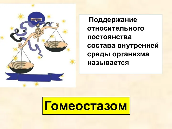 Поддержание относительного постоянства состава внутренней среды организма называется Гомеостазом