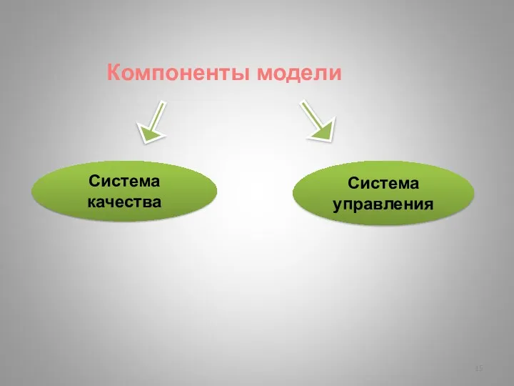 Компоненты модели Система качества Система управления