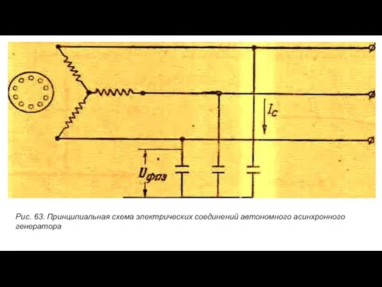 Рис. 63. Принципиальная схема электрических соединений автономного асинхронного генератора