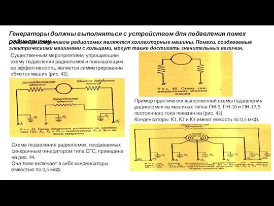 Генераторы должны выполняться с устройством для подавления помех радиоприему. Основным