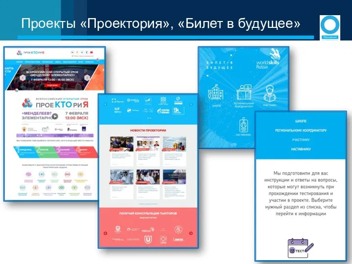 Проекты «Проектория», «Билет в будущее»