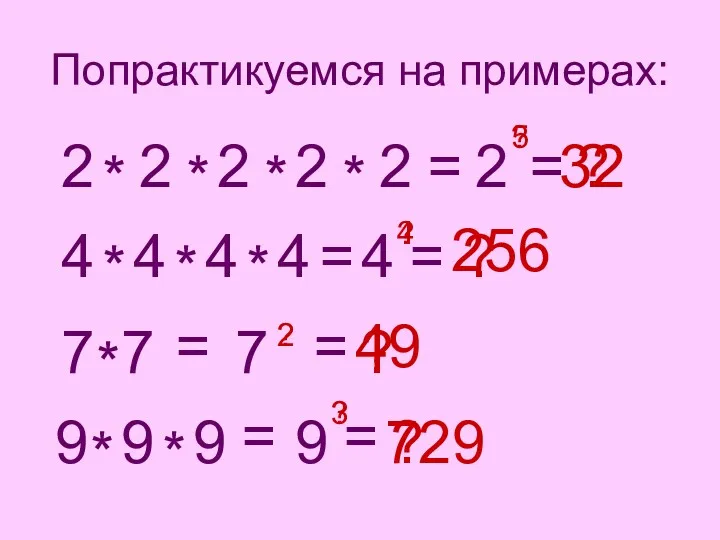 Попрактикуемся на примерах: 2 * 2 * 2 * 2