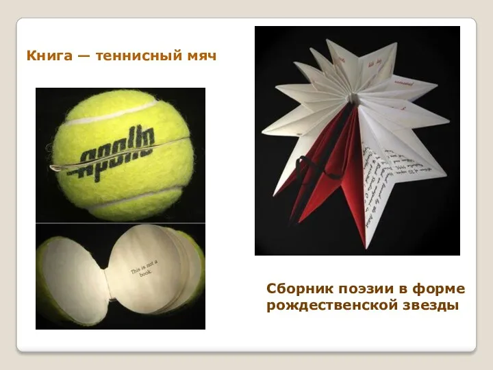 Книга — теннисный мяч Сборник поэзии в форме рождественской звезды