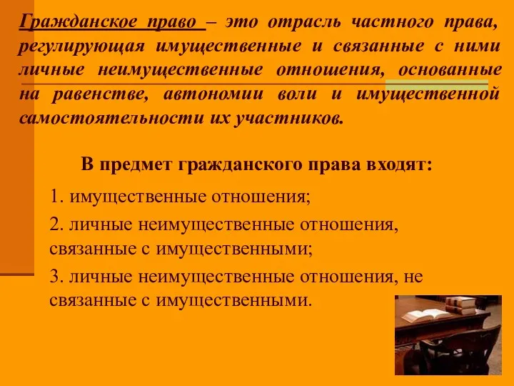 Гражданское право – это отрасль частного права, регулирующая имущественные и