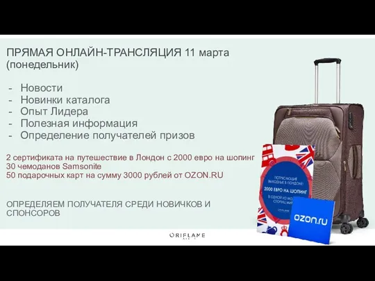 ПРЯМАЯ ОНЛАЙН-ТРАНСЛЯЦИЯ 11 марта (понедельник) Новости Новинки каталога Опыт Лидера