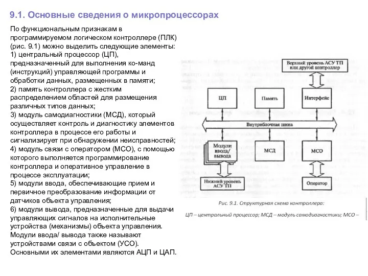 9.1. Основные сведения о микропроцессорах По функциональным признакам в программируемом