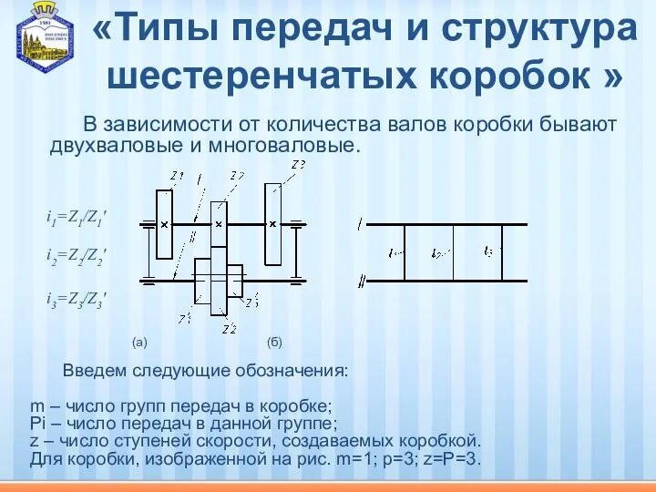 «Типы передач и структура шестеренчатых коробок » В зависимости от