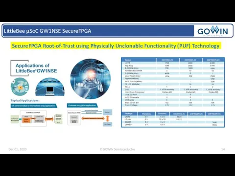 LittleBee µSoC GW1NSE SecureFPGA SecureFPGA Root-of-Trust using Physically Unclonable Functionality (PUF) Technology ..