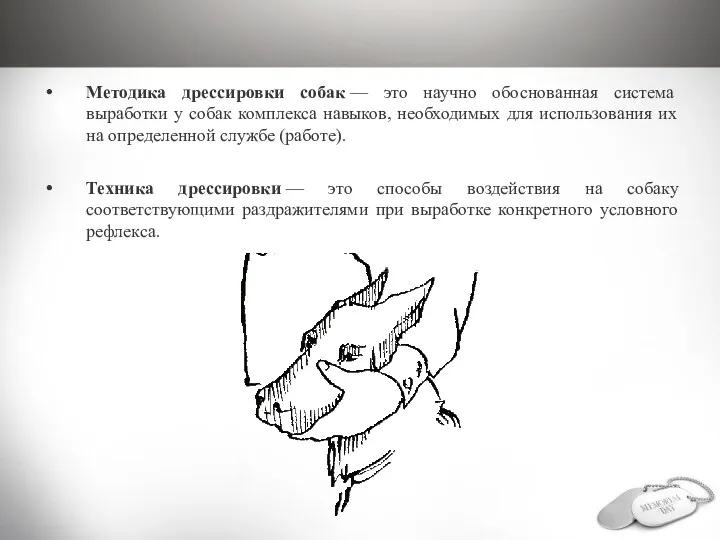 Методика дрессировки собак — это научно обоснованная система выработки у