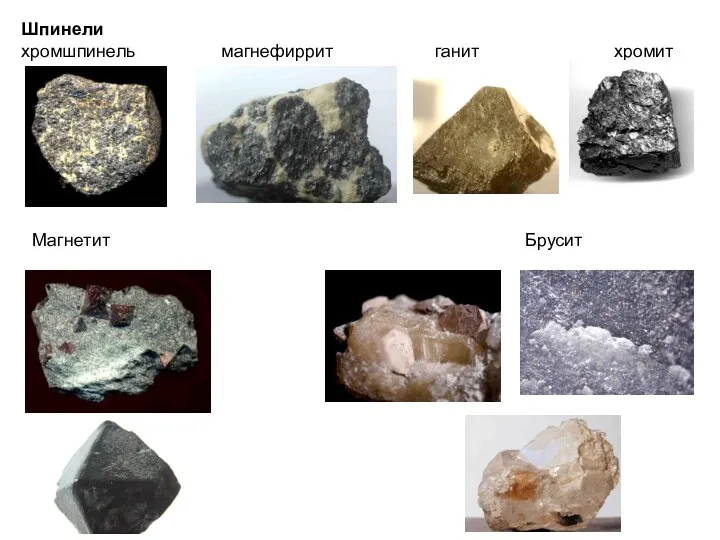 Шпинели хромшпинель магнефиррит ганит хромит Магнетит Брусит