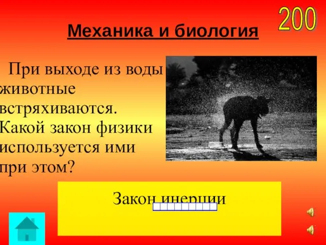 Механика и биология При выходе из воды животные встряхиваются. Какой