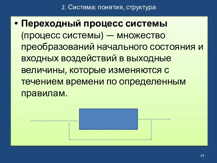 2. Система: понятия, структура Переходный процесс системы (процесс системы) —