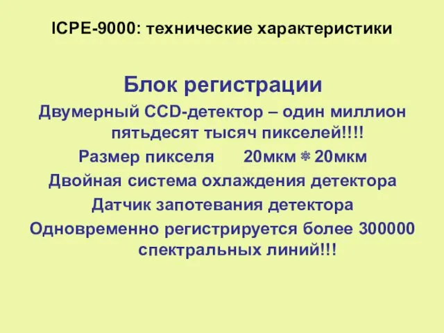 Блок регистрации Двумерный CCD-детектор – один миллион пятьдесят тысяч пикселей!!!!