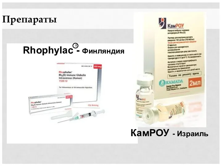 Препараты Rhophylac - Финляндия КамРОУ - Израиль R