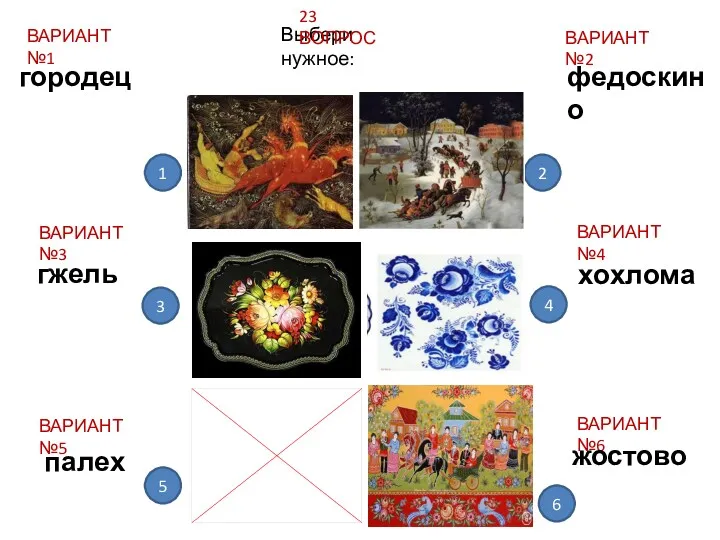 Выбери нужное: 23 ВОПРОС ВАРИАНТ №1 ВАРИАНТ №3 ВАРИАНТ №5