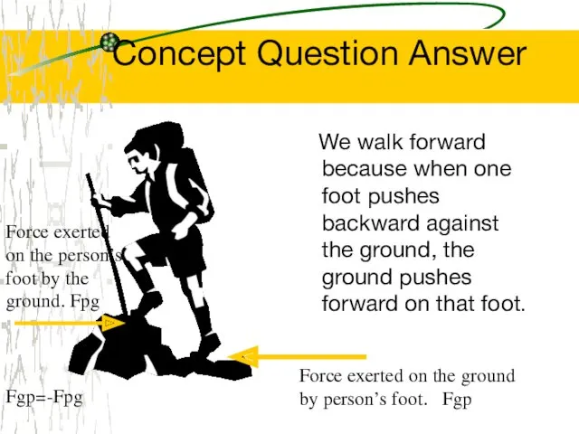 Concept Question Answer We walk forward because when one foot