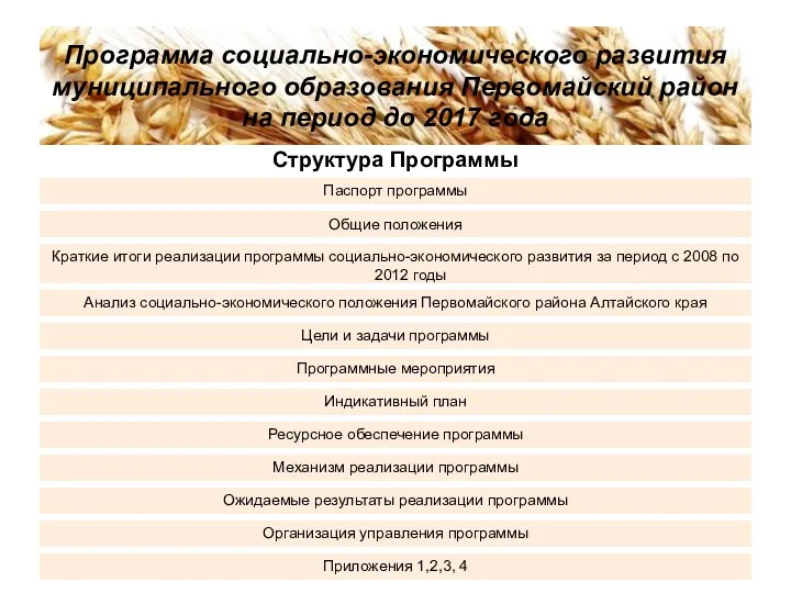 Программа социально-экономического развития муниципального образования Первомайский район на период до