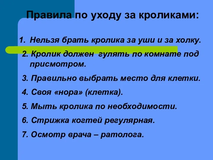 Правила по уходу за кроликами: Нельзя брать кролика за уши