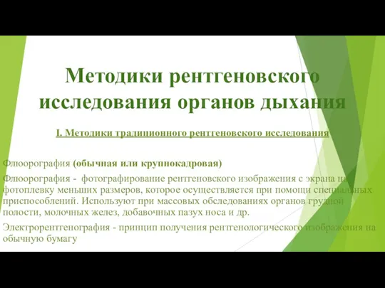 Методики рентгеновского исследования органов дыхания І. Методики традиционного рентгеновского исследования