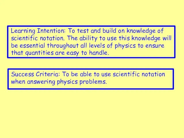 Learning Intention: To test and build on knowledge of scientific