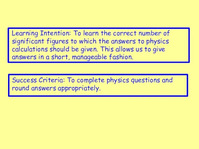 Learning Intention: To learn the correct number of significant figures