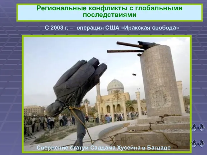 С 2003 г. – операция США «Иракская свобода» Свержение статуи