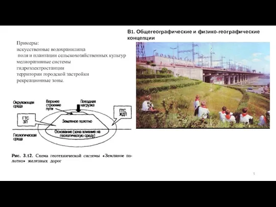 В1. Общегеографические и физико-географические концепции Примеры: искусственные водохранилища поля и