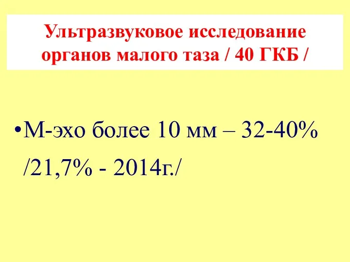 Ультразвуковое исследование органов малого таза / 40 ГКБ / М-эхо более 10 мм