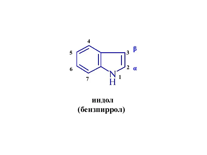 индол (бензпиррол) 1 2 3 4 5 6 7 α β