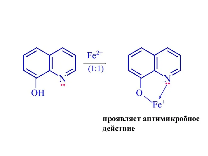 Fe2+ (1:1) проявляет антимикробное действие .. ..