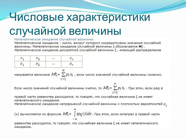 Числовые характеристики случайной величины