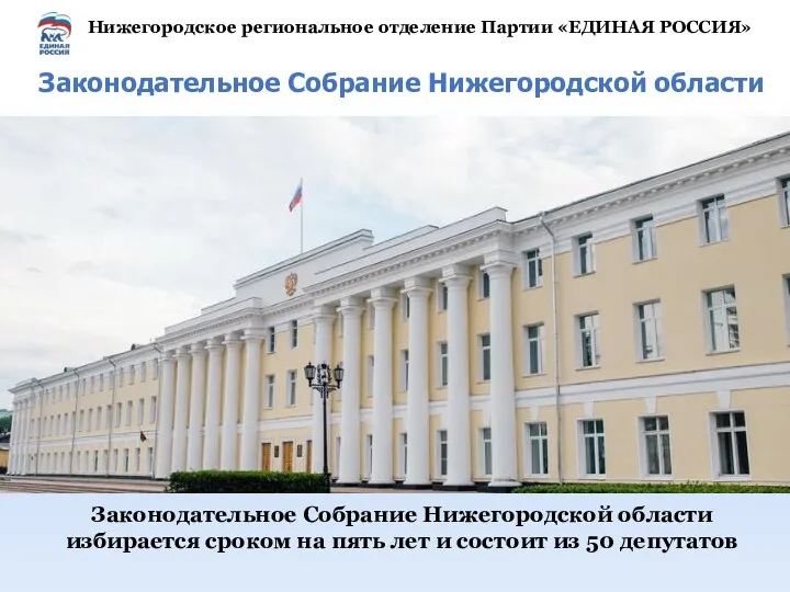 Законодательное Собрание Нижегородской области избирается сроком на пять лет и