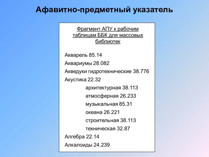 Афавитно-предметный указатель