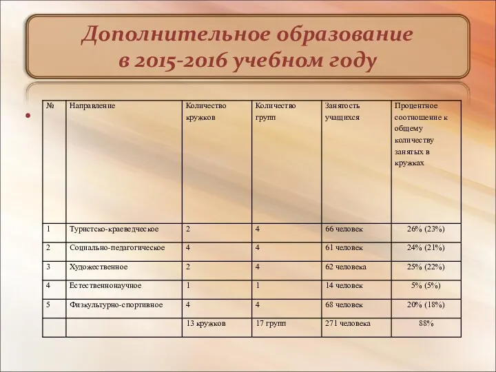 Дополнительное образование в 2015-2016 учебном году