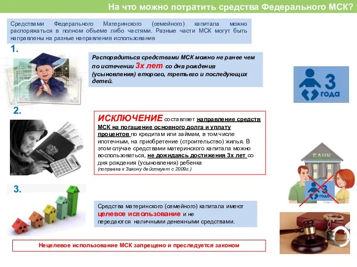 На что можно потратить средства Федерального МСК? Средствами Федерального Материнского