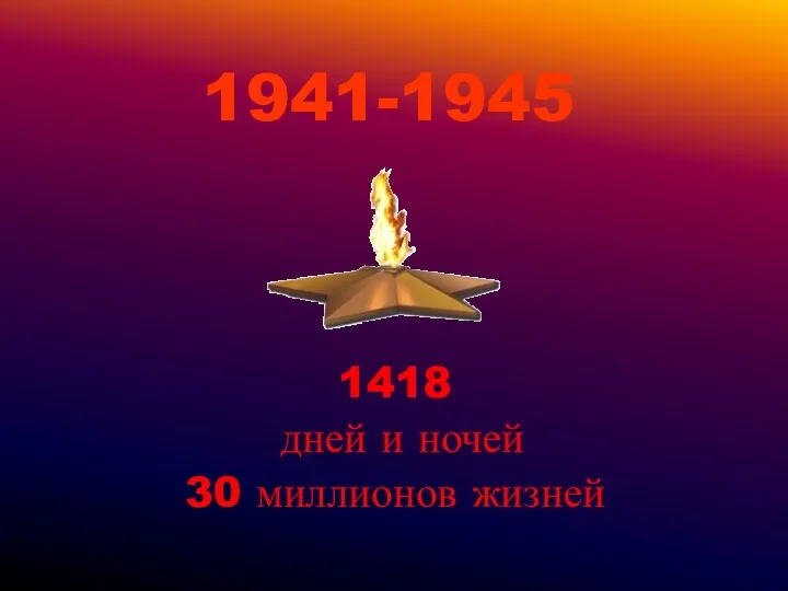 1941-1945 1418 дней и ночей 30 миллионов жизней