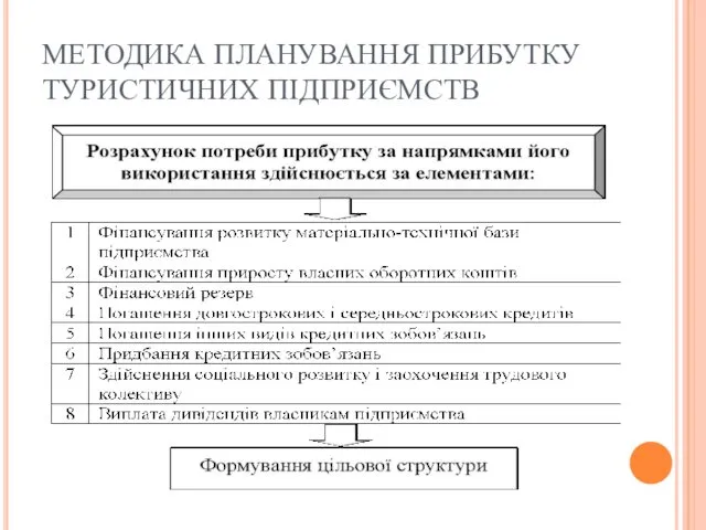 МЕТОДИКА ПЛАНУВАННЯ ПРИБУТКУ ТУРИСТИЧНИХ ПІДПРИЄМСТВ